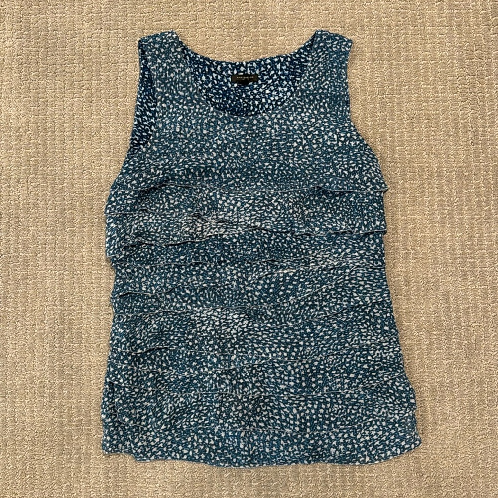 Dark blue ruffle tank, Ann Taylor